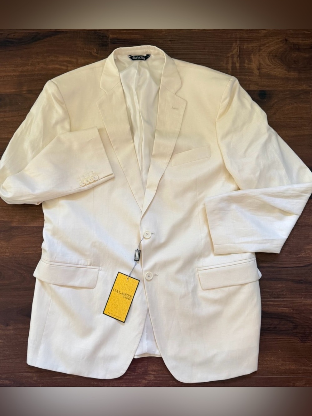 NWT Galante Uomo 100% Linen Blazer Jacket Ivory Cream Made in Italy Verona 44R